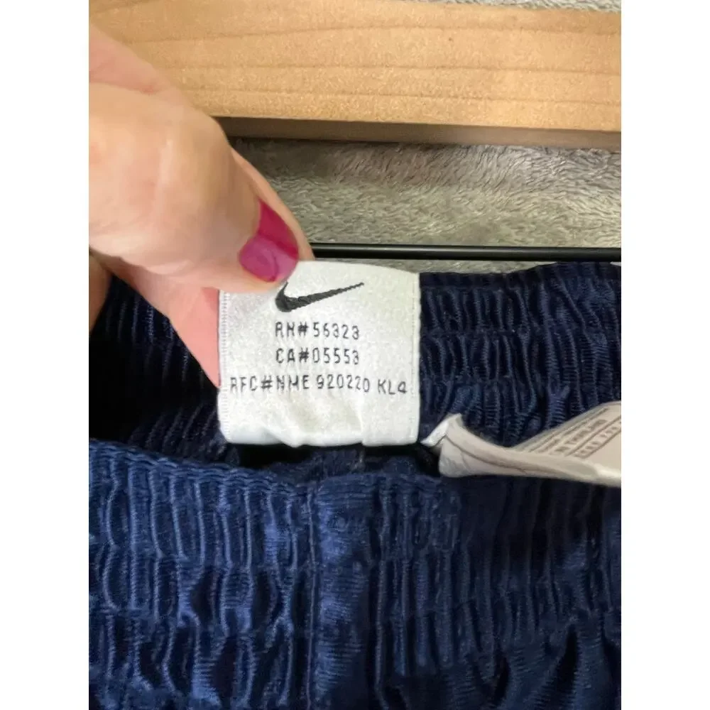 Vintage Nike Snap Button Tear Away Track Pants Navy Blue Swoosh Y2K Medium
